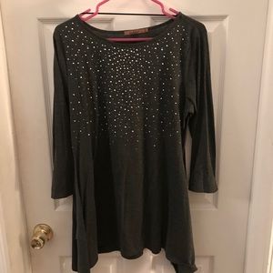 Grey rhinestone top